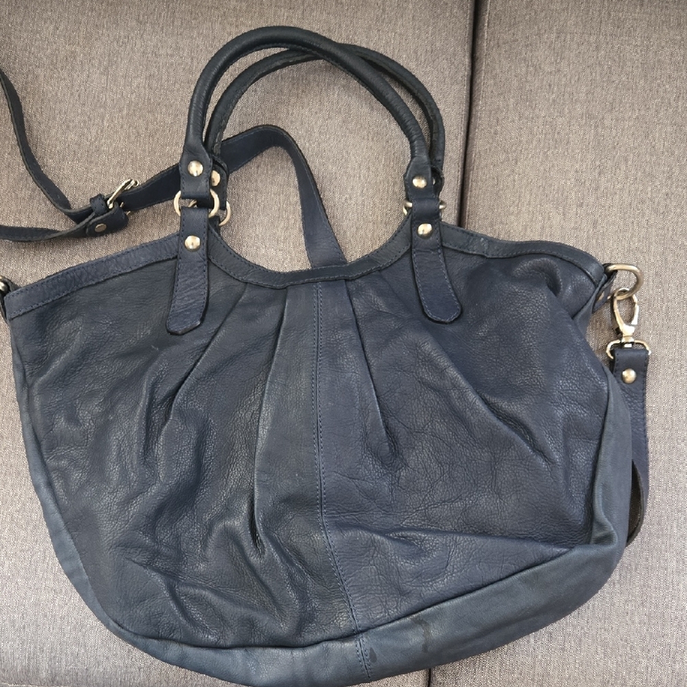 ITALY Maurizio Taiuti BlueLeather Tote Bag Made In Italy  SOOOOFFFTT